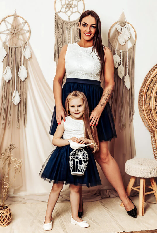 Koronkowa sukienka z tiulową spódniczką Megan Zestaw sukienek mama i córka- sukienka dla mamy